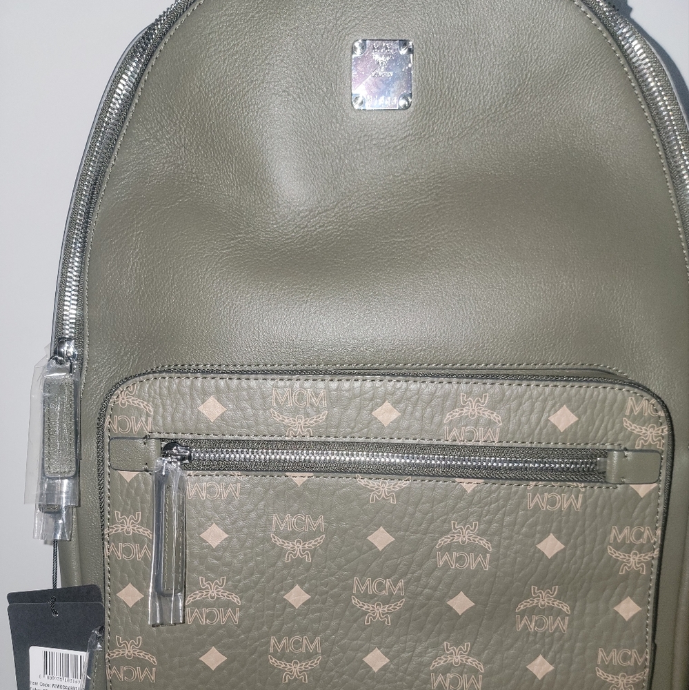 Mcm Visetos green leather backpack Brand new with tags